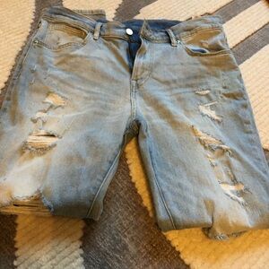 Men's Distressed Blue Jeans